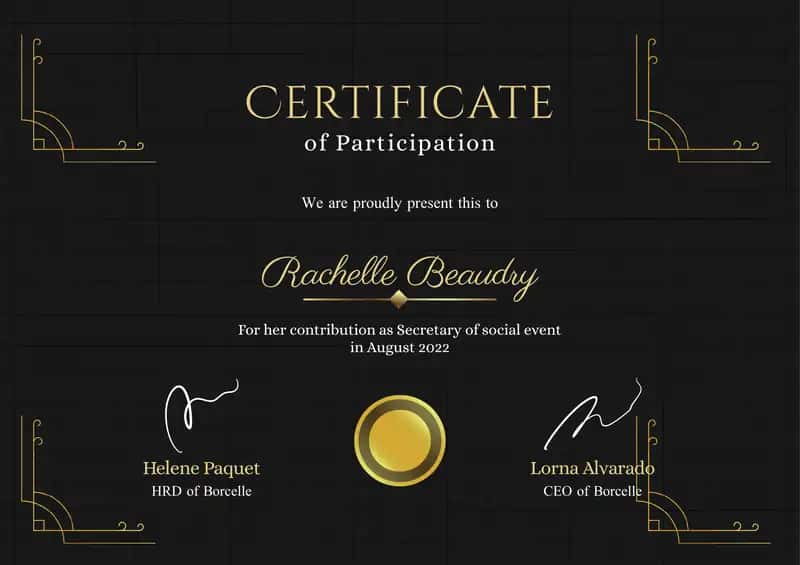 Certificate of Participation