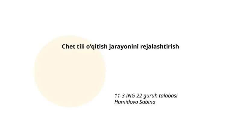 Dars rejasi tuzish