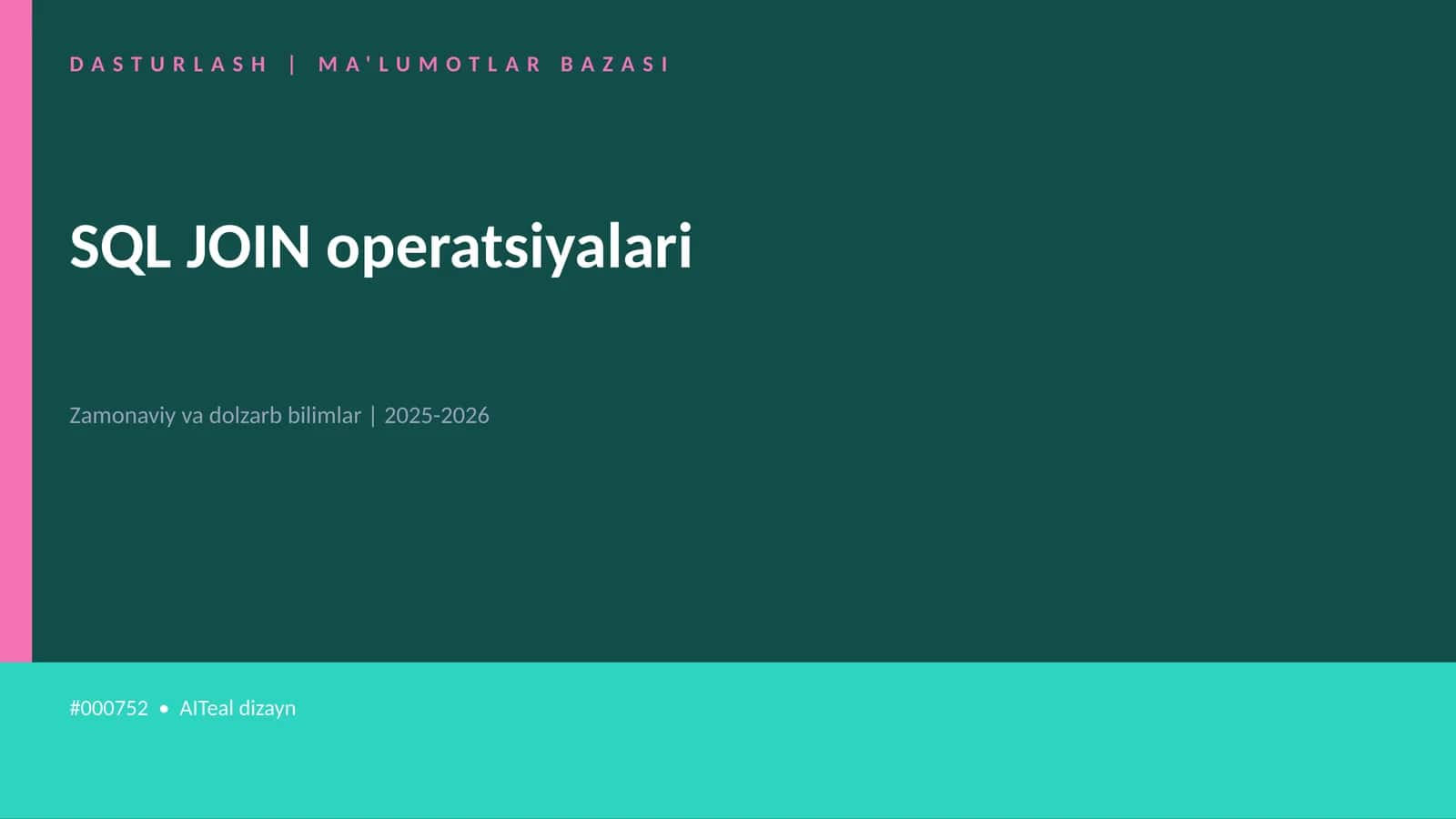 SQL JOIN operatsiyalari