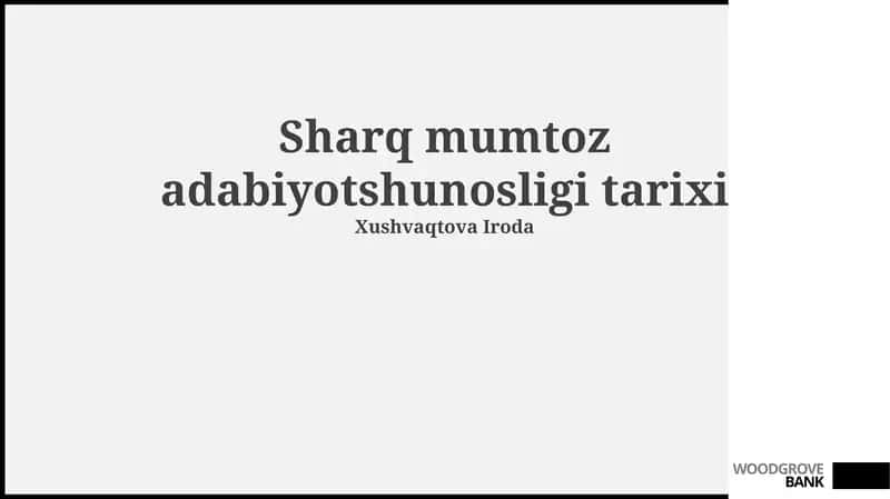 Sharq mumtoz adabiyotshunosligi tarixi
