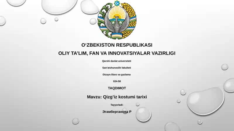 Qizg’iz kostumi tarixi