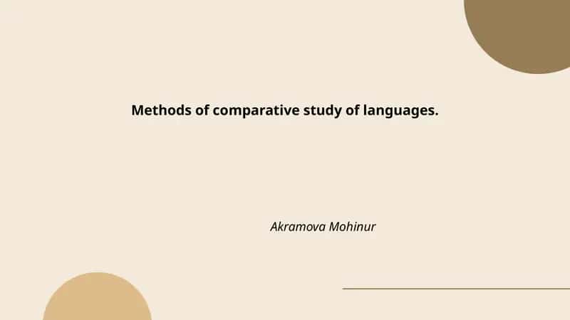 Methods of comparative study of languages