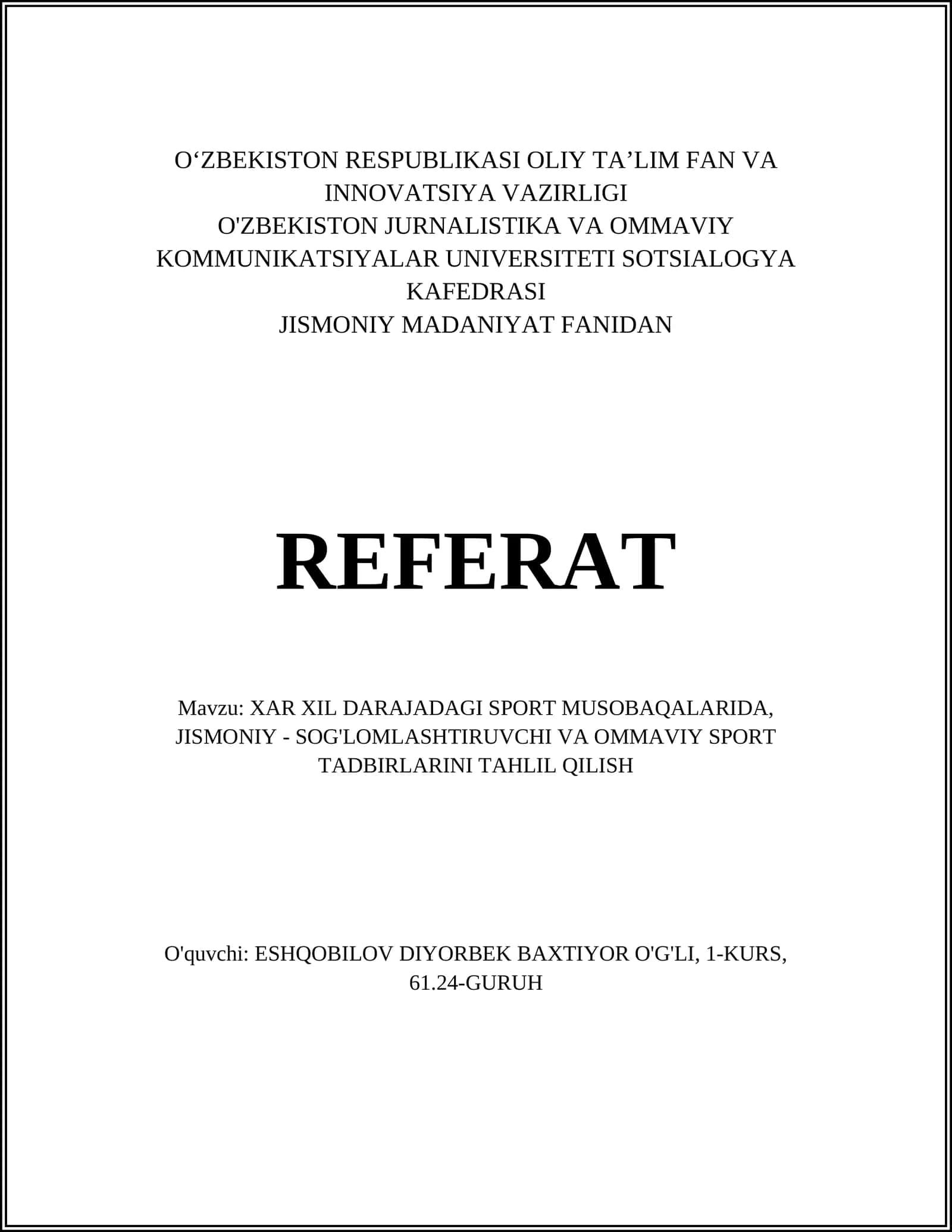 Jismoniy tarbiya va sport turlari