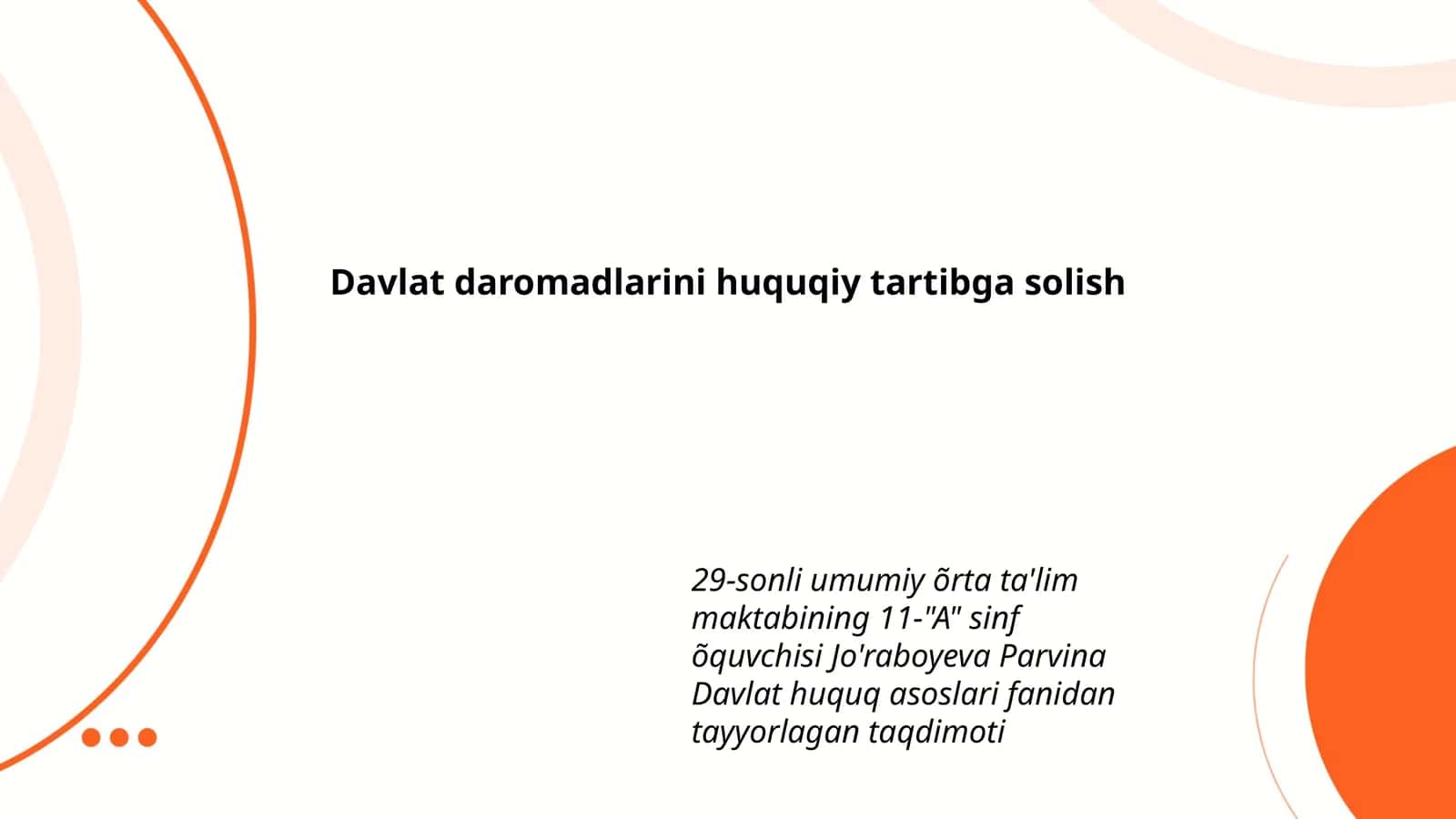 Davlat daromadlarini huquqiy tartibga solish