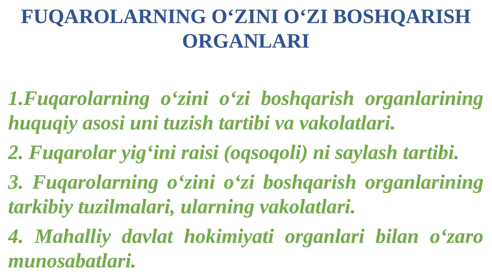 FUQAROLARNING O‘ZINI O‘ZI BOSHQARISH ORGANLARI