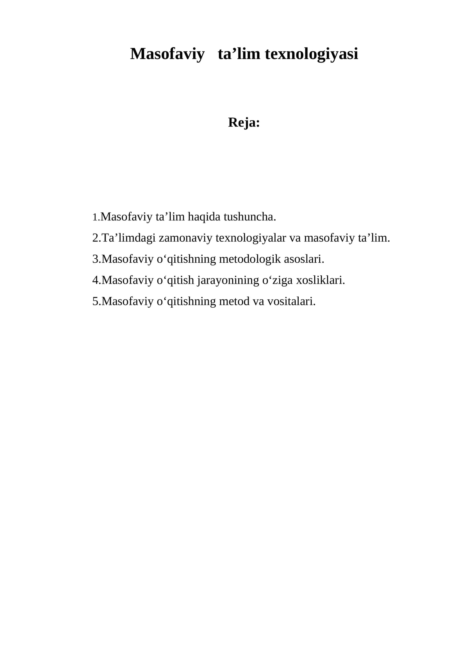Masofaviy ta’lim texnologiyasi