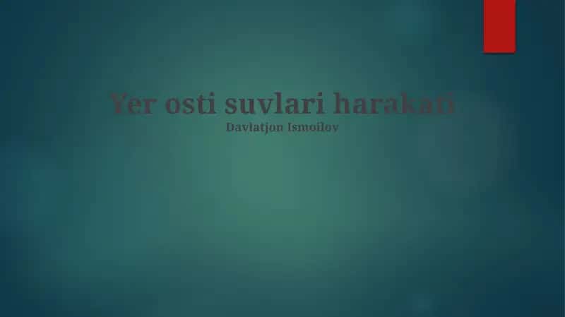 Yer osti suvlari harakati