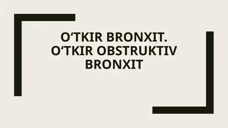 O‘tkir bronxit