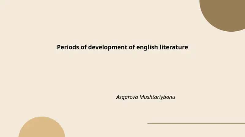 Periods of development of English literature
