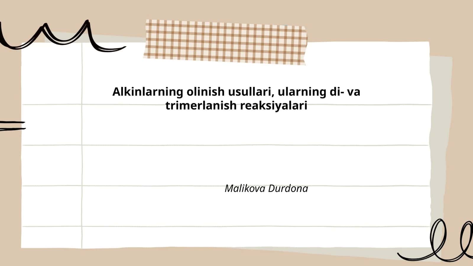 Alkinlarning olinish usullari, ularning di- va trimerlanish reaksiyalari