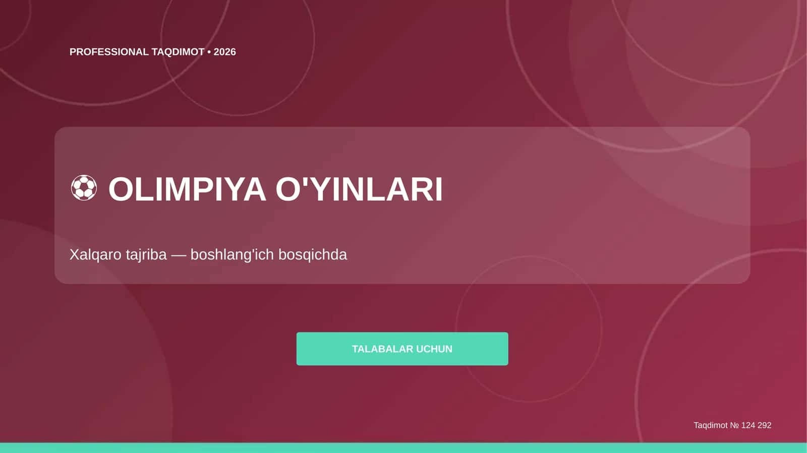 Olimpiya o'yinlari: xalqaro tajriba (boshlang'ich bosqichda)