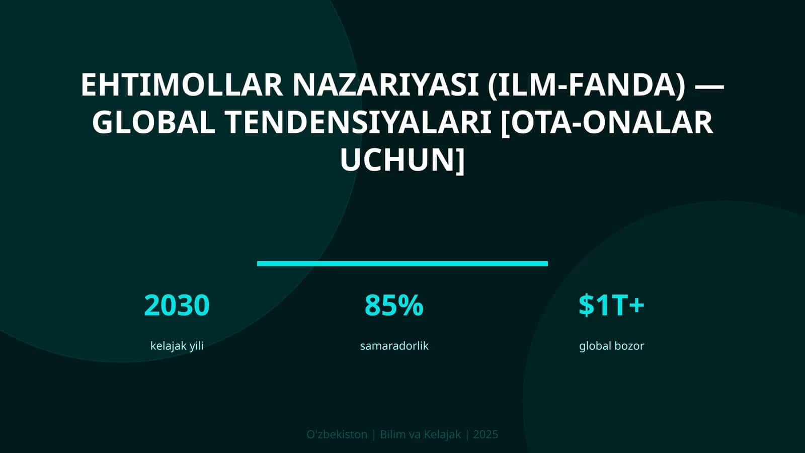 Ehtimollar nazariyasi (ilm-fanda) - global tendensiyalari [ota-onalar uchun]