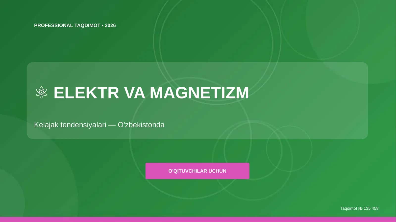 Elektr va magnetizm: kelajak tendensiyalari (O'zbekistonda) [o'qituvchilar uchun]