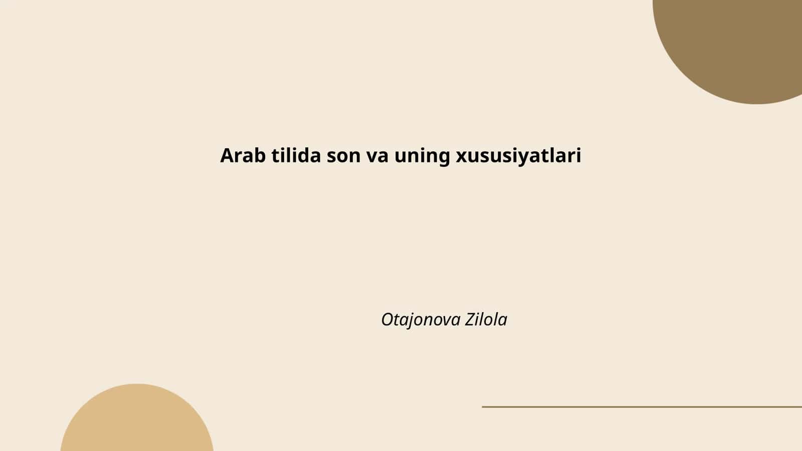 Arab tilida son va uning xususiyatlari