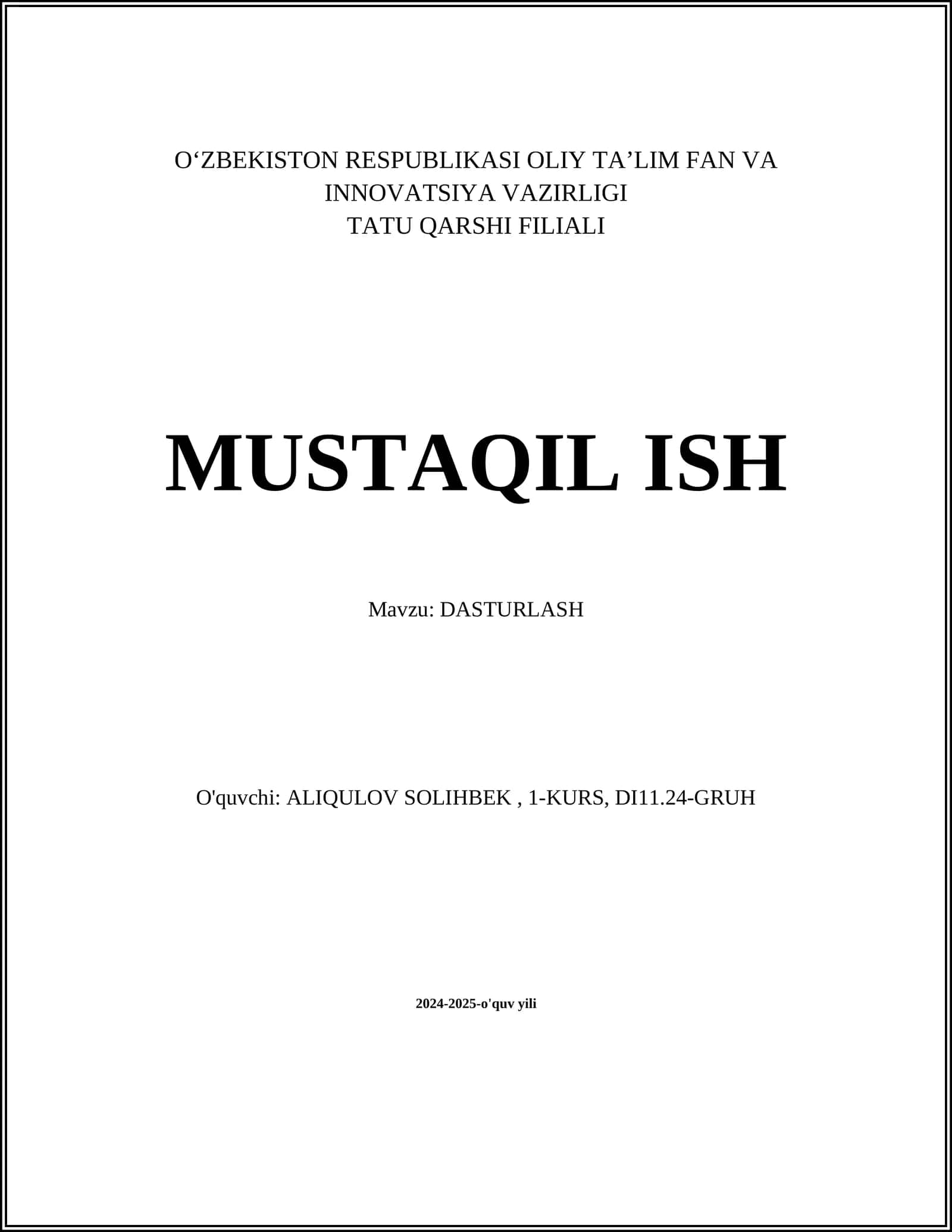 DASTURLASH