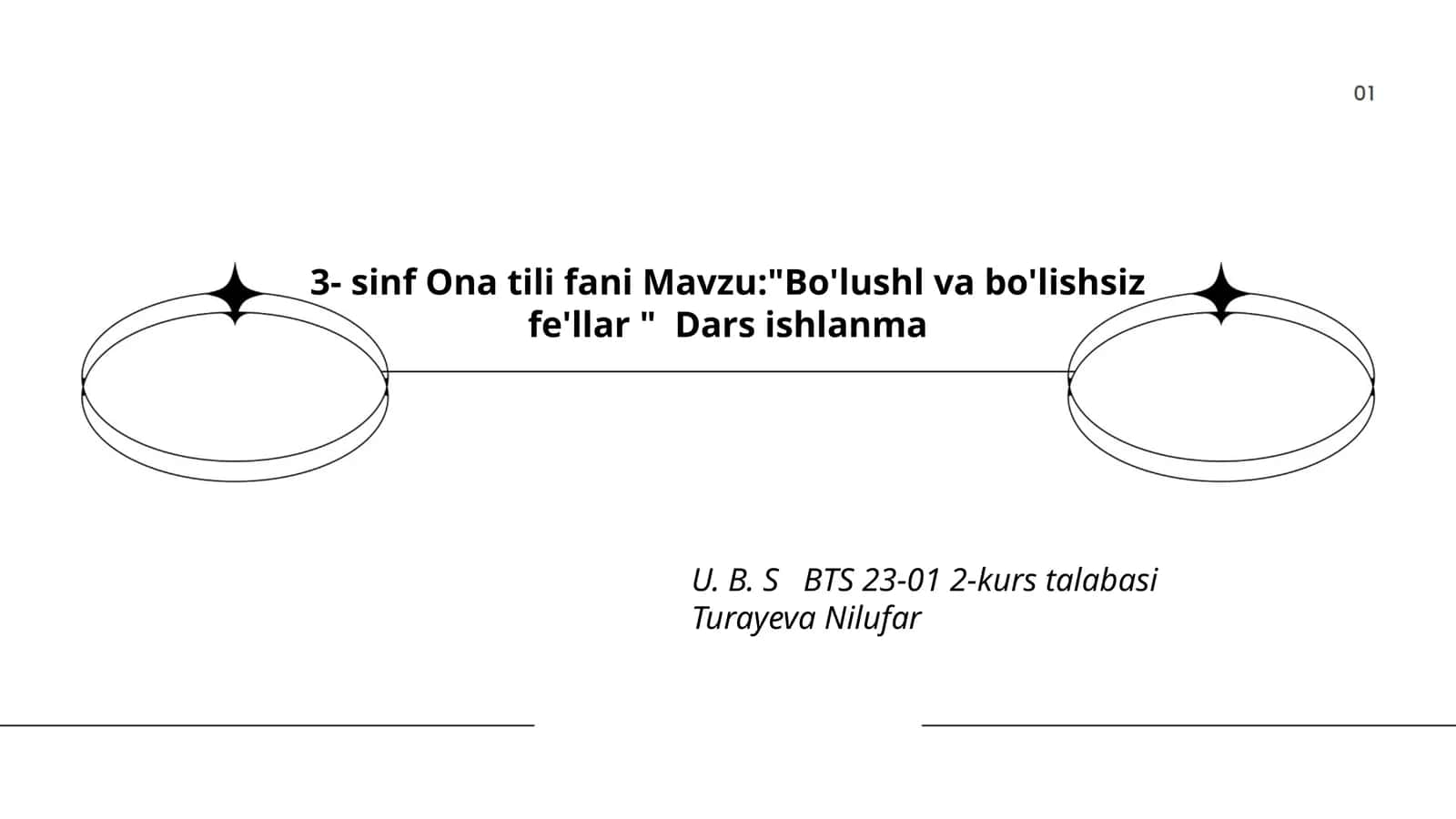3- sinf Ona tili fani Mavzu:"Bo'lushl va bo'lishsiz fe'llar " Dars ishlanma