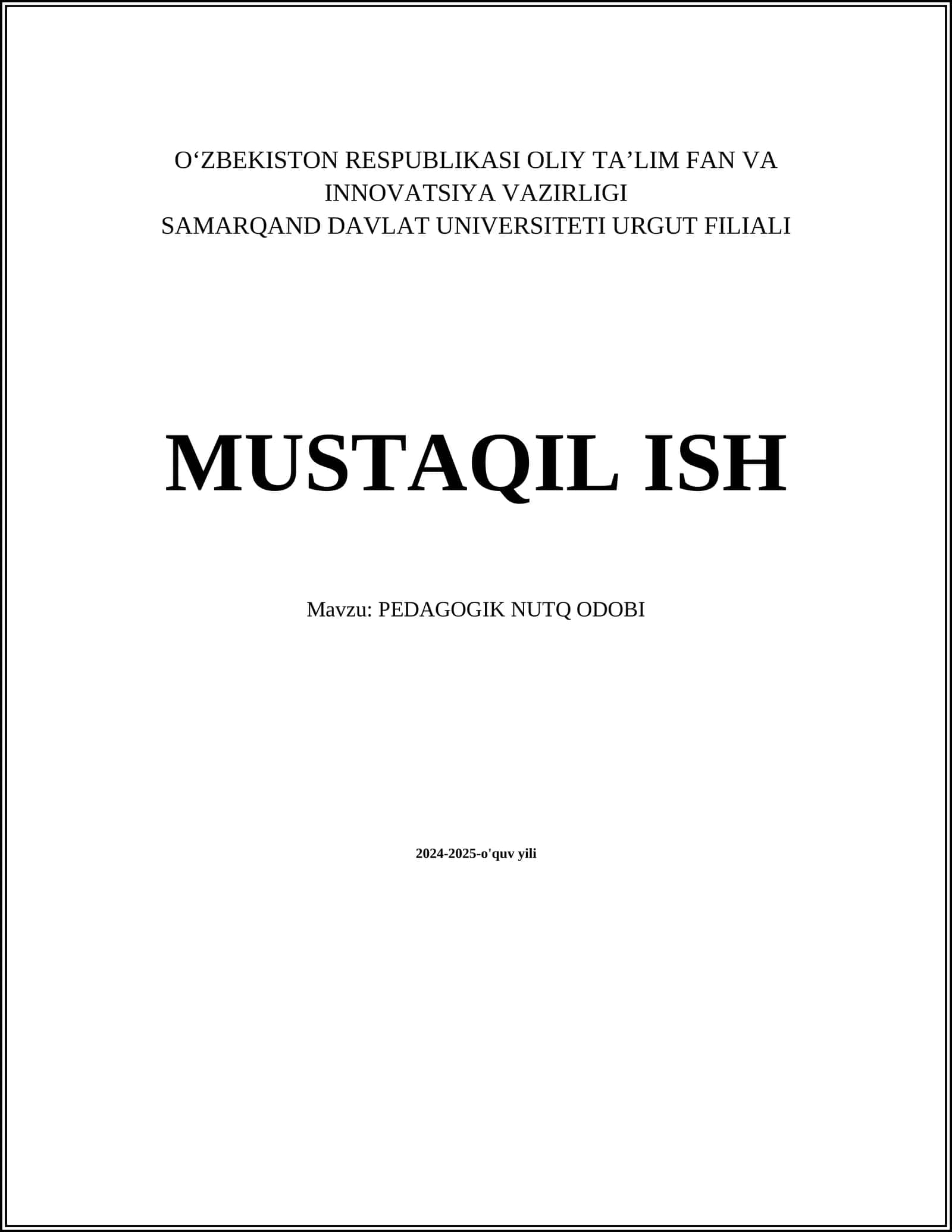 PEDAGOGIK NUTQ ODOBI
