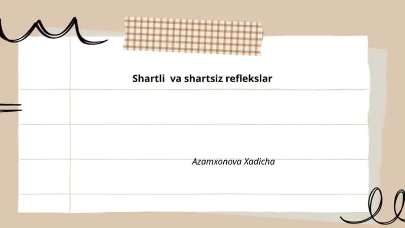 Shartli va shartsiz reflekslar