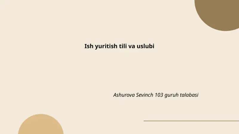 Ish Yuritish Tili va Uslubi