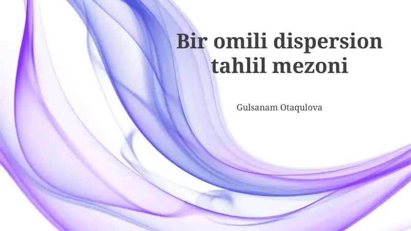 Bir omili dispersion tahlil mezoni