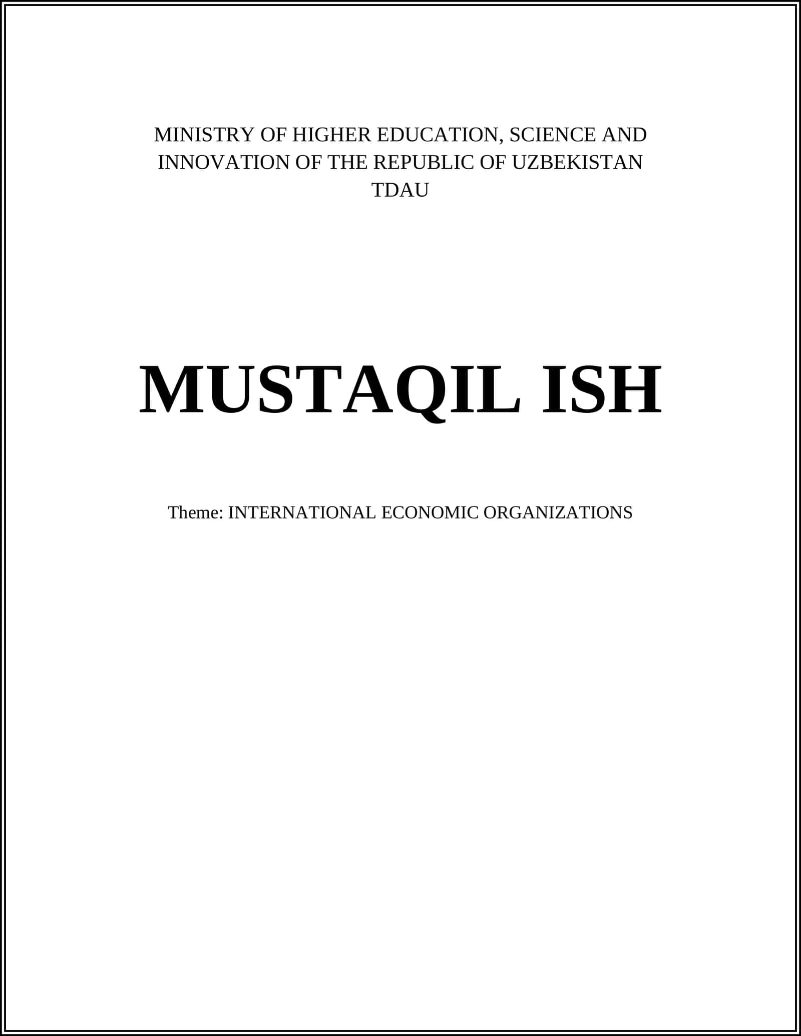 The Role of the World Trade Organization (WTO)