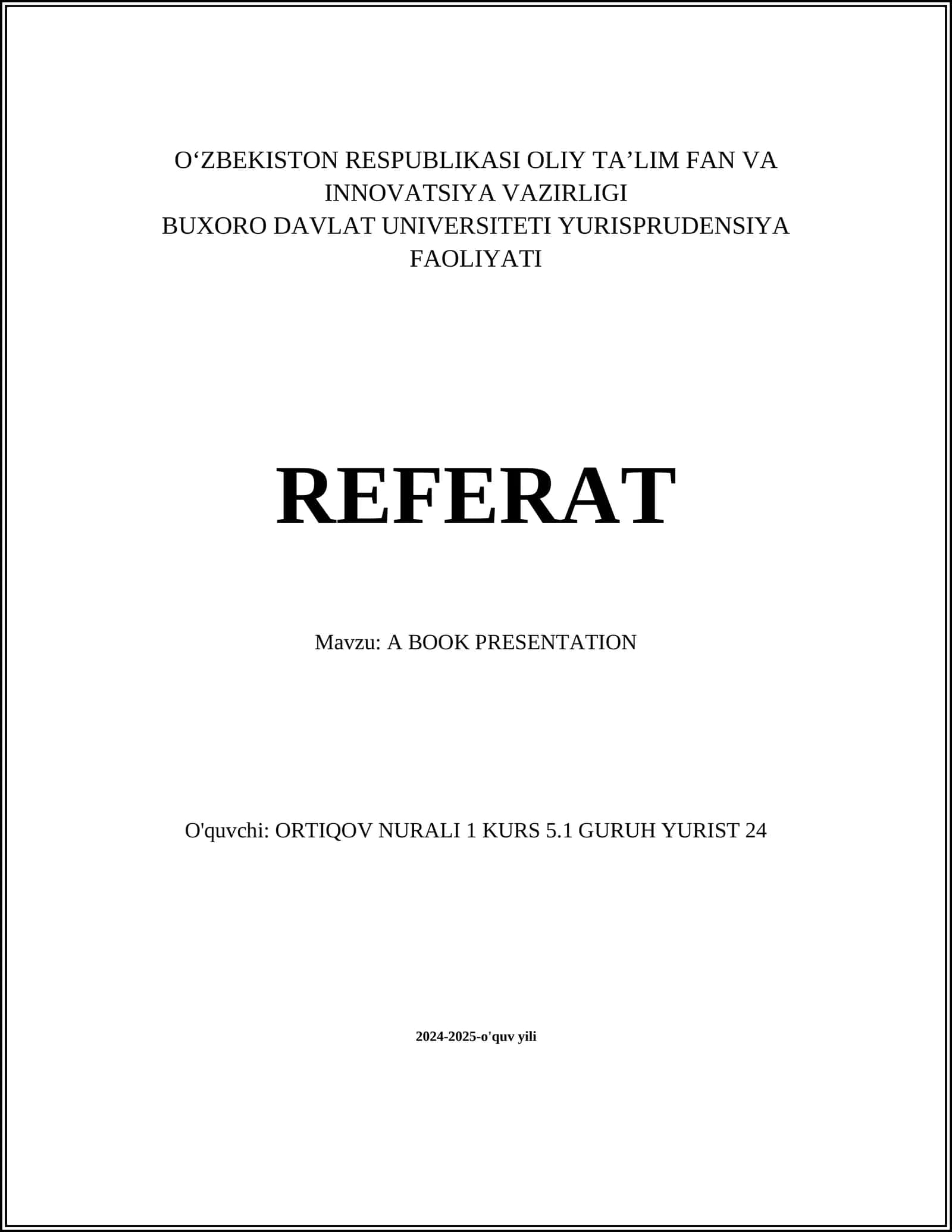 A BOOK PRESENTATION
