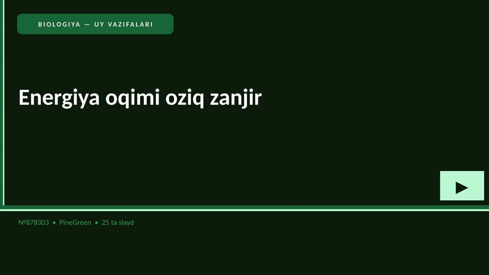 BIOLOGIYA — UY VAZIFALARI