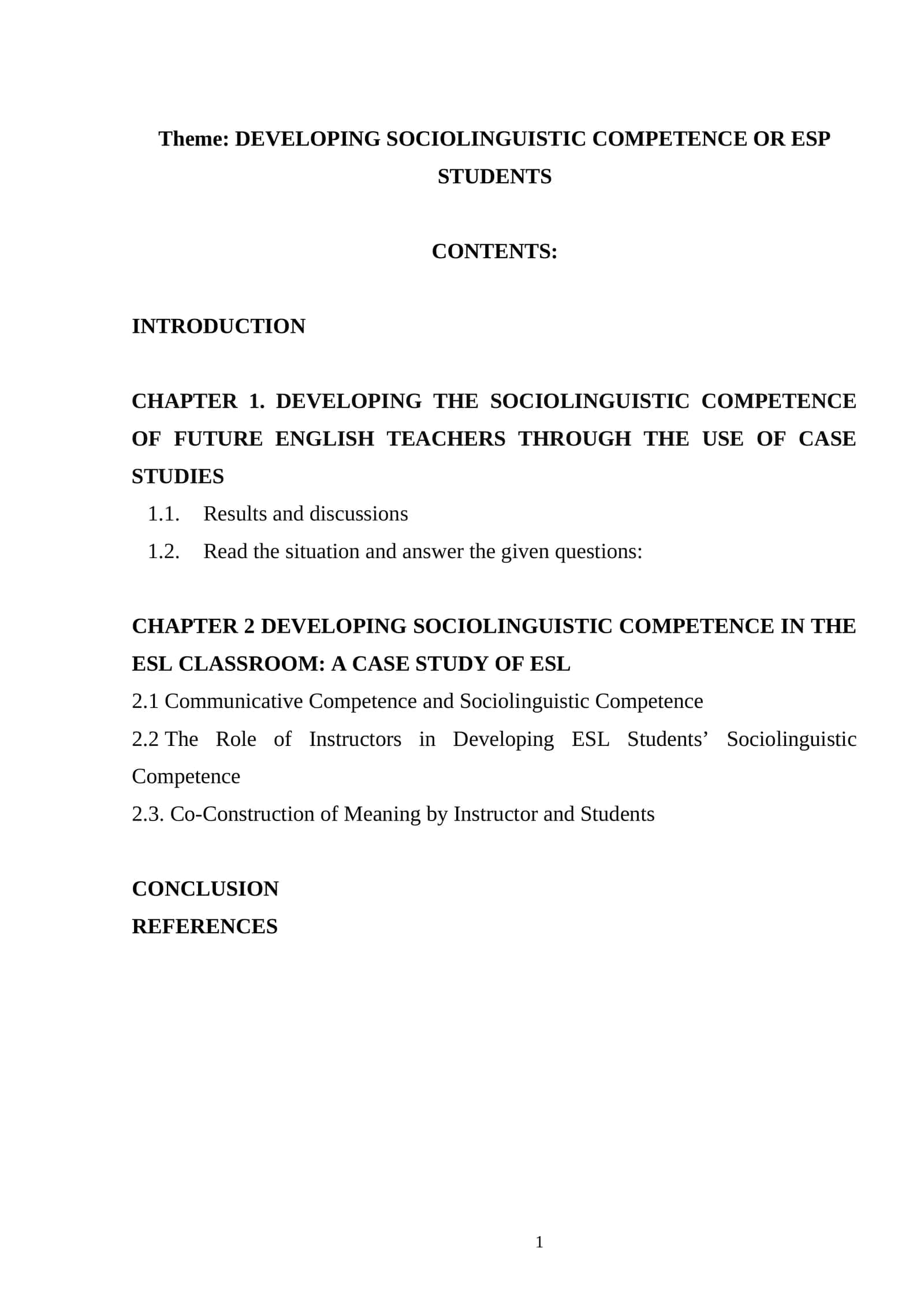DEVELOPING SOCIOLINGUISTIC COMPETENCE OR ESP STUDENTS