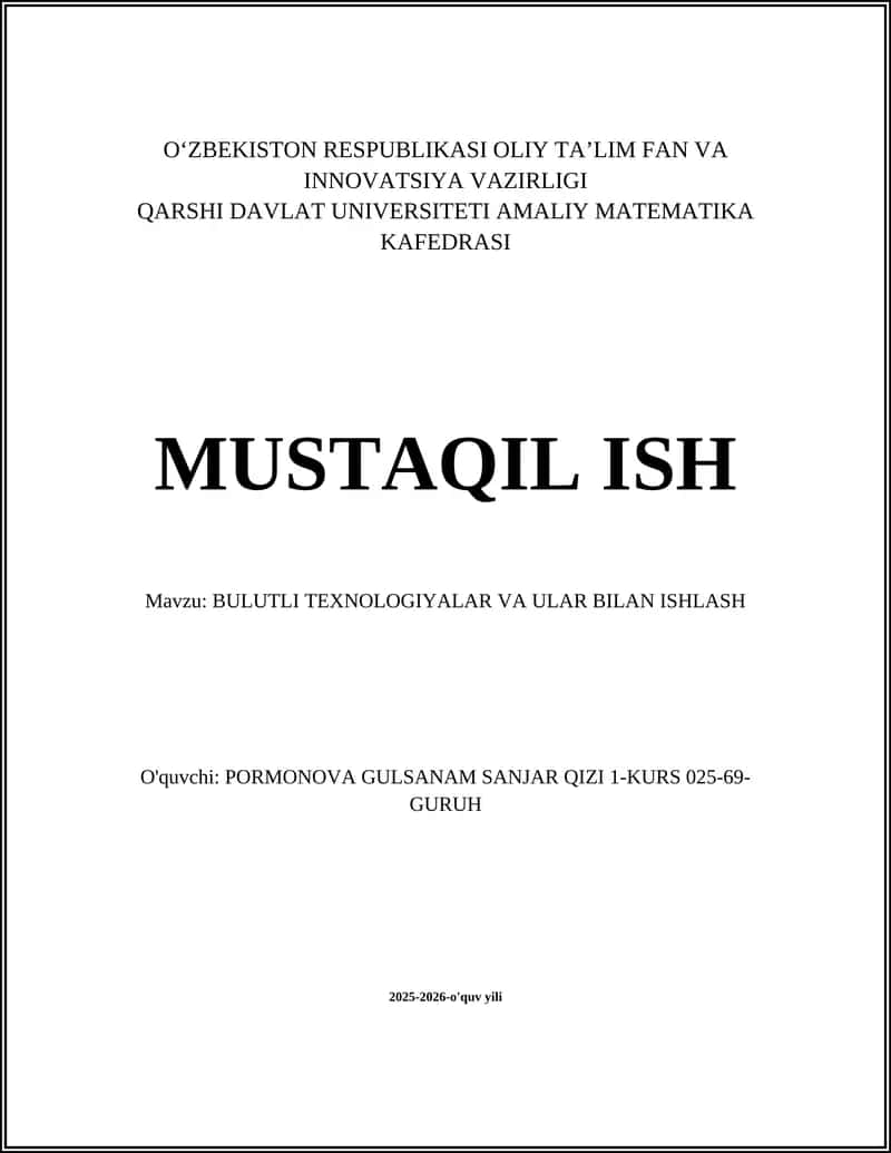 Bulutli hisoblash asoslari