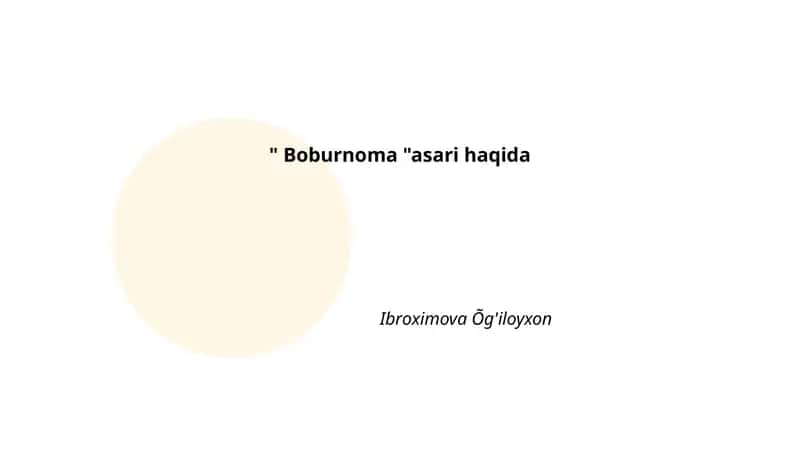 " Boburnoma "asari haqida