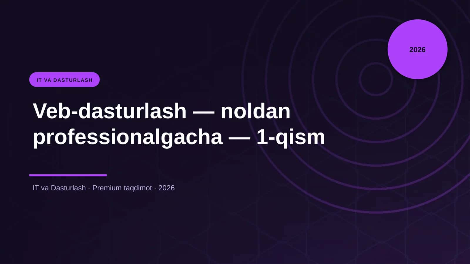 Veb-dasturlash — noldan professionalgacha — 1-qism