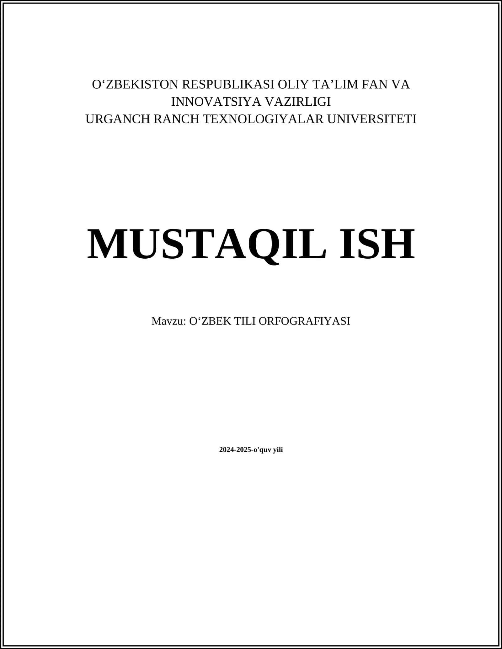 OʻZBEK TILI ORFOGRAFIYASI