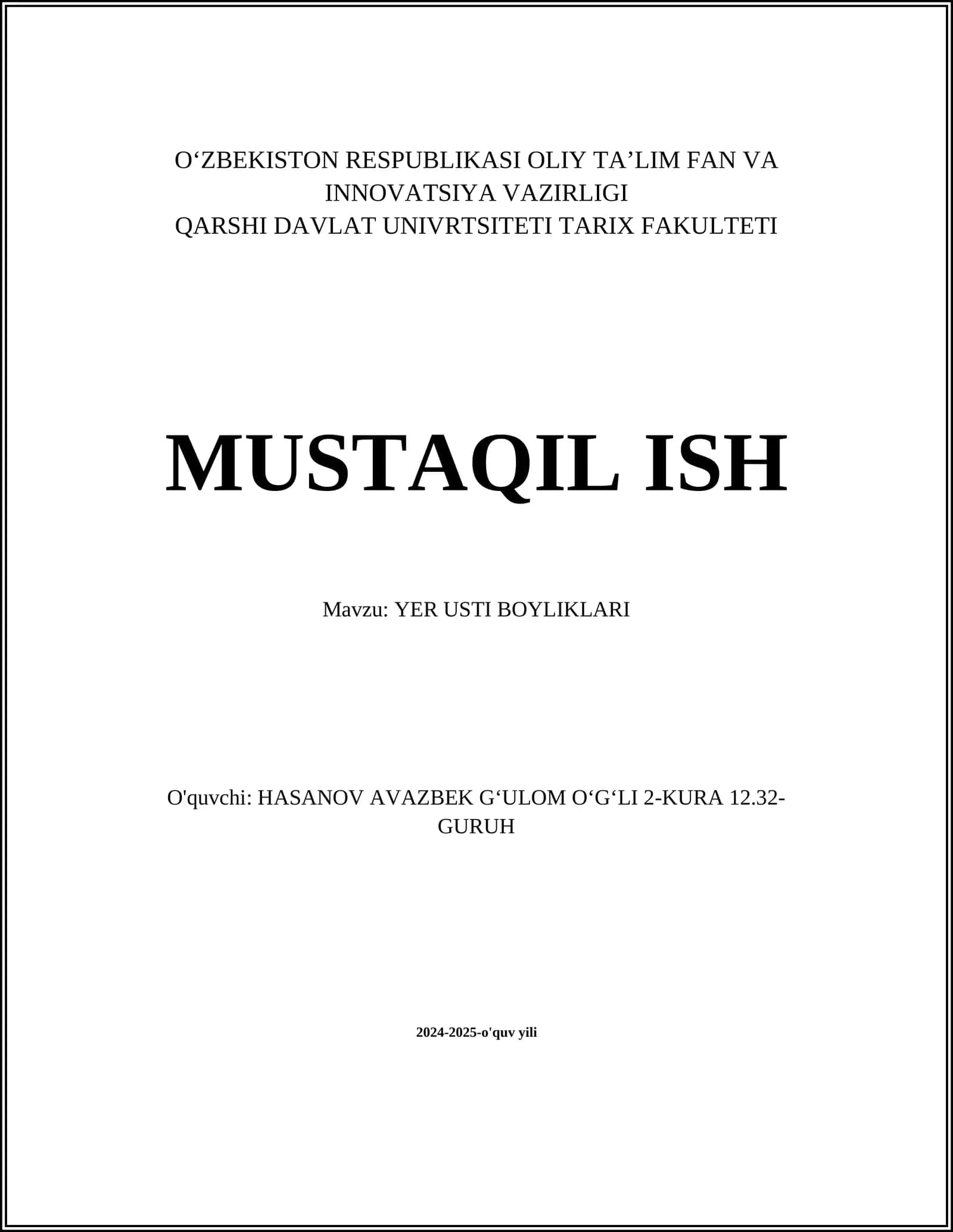 Yer usti boyliklari