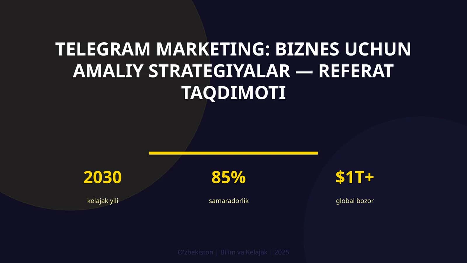 Telegram marketing: biznes uchun amaliy strategiyalar — referat taqdimoti