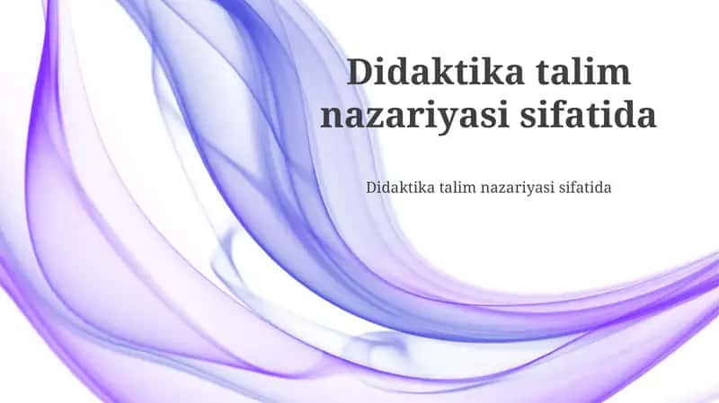 Didaktika Talim Nazariyasi Sifatida