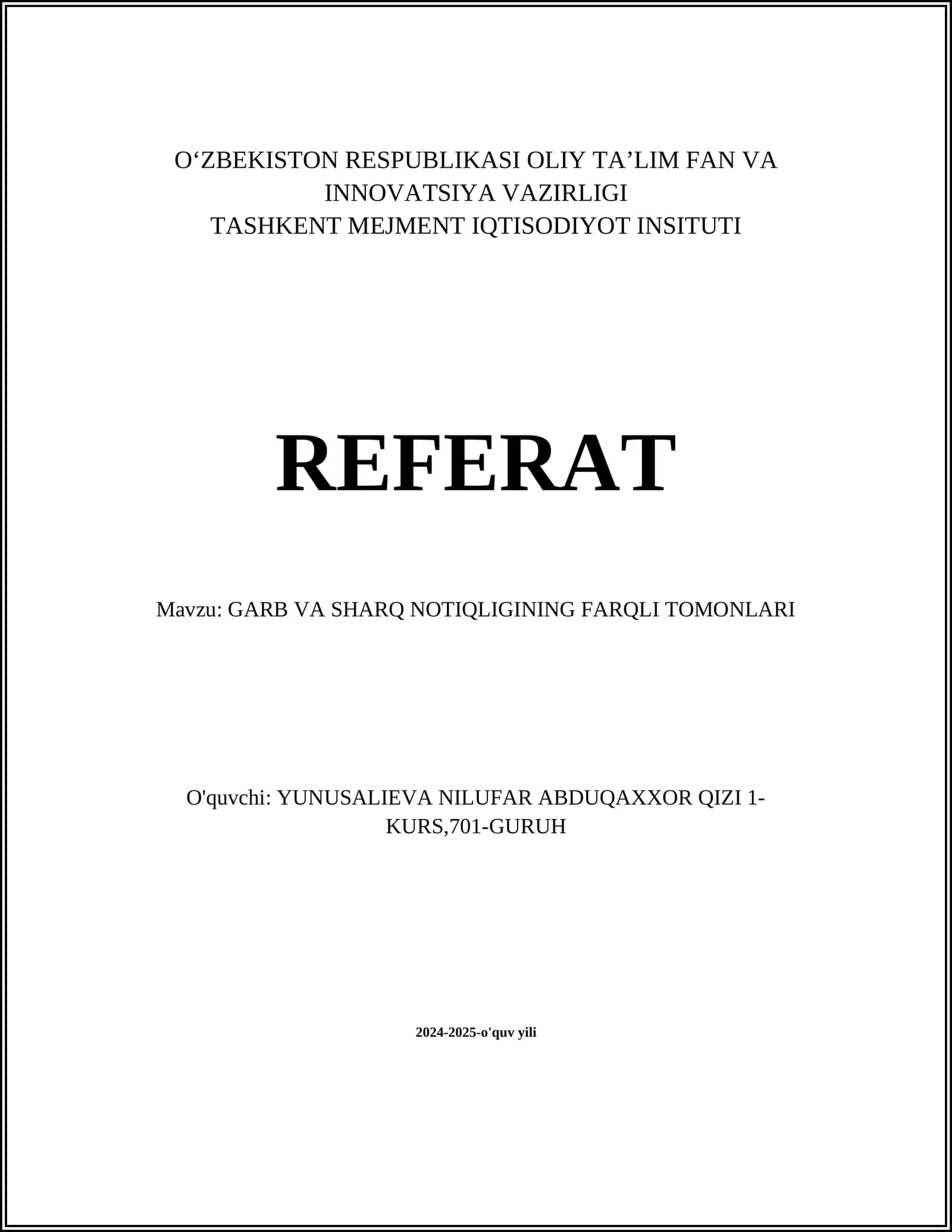 GARB VA SHARQ NOTIQLIGINING FARQLI TOMONLARI