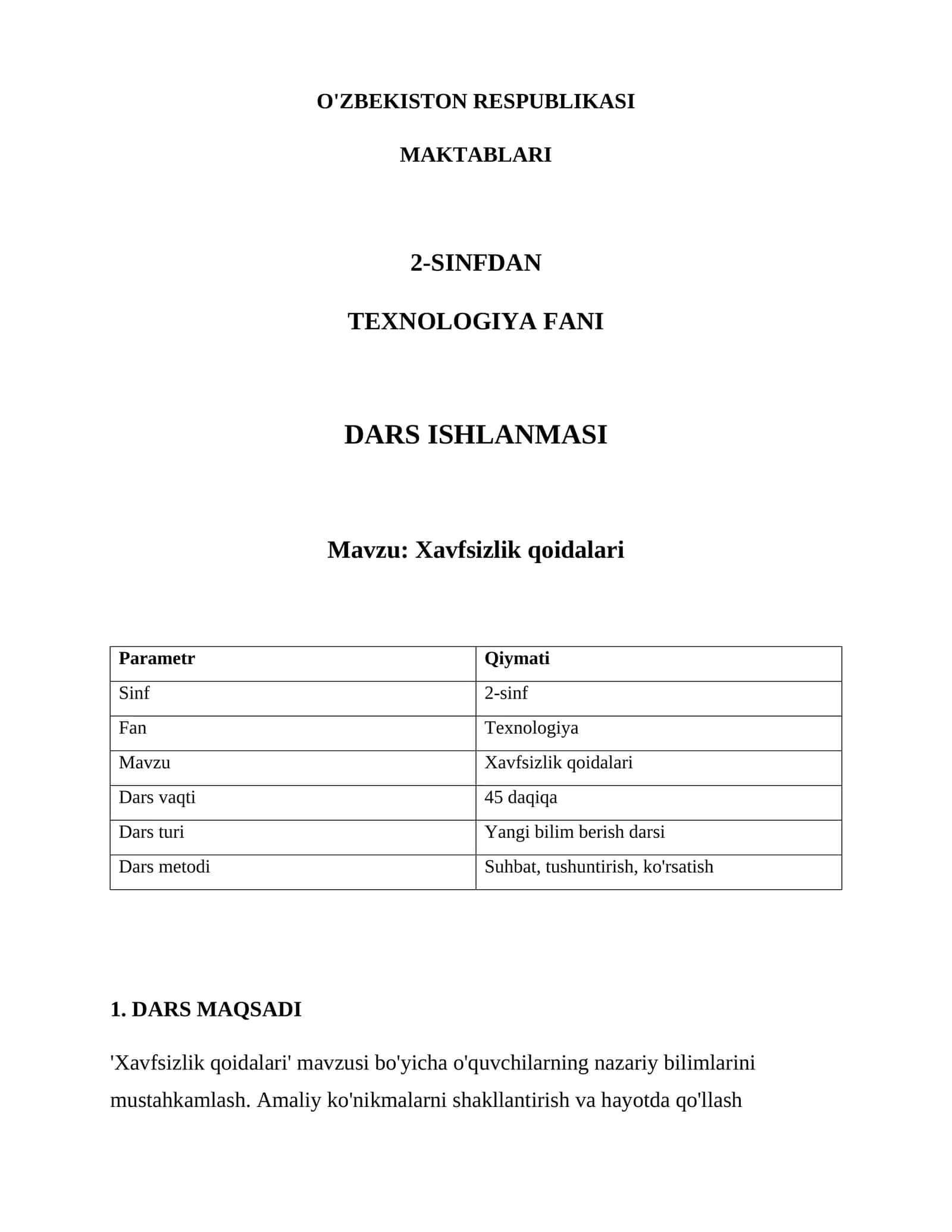 Xavfsizlik qoidalari