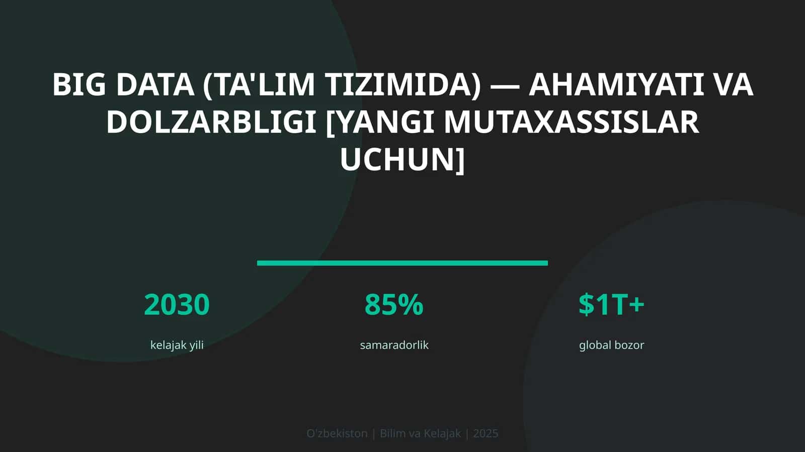Big Data (ta'lim tizimida) — AHAMIYATI VA DOLZARBLIGI [YANGI MUTAXASSISLAR UCHUN]