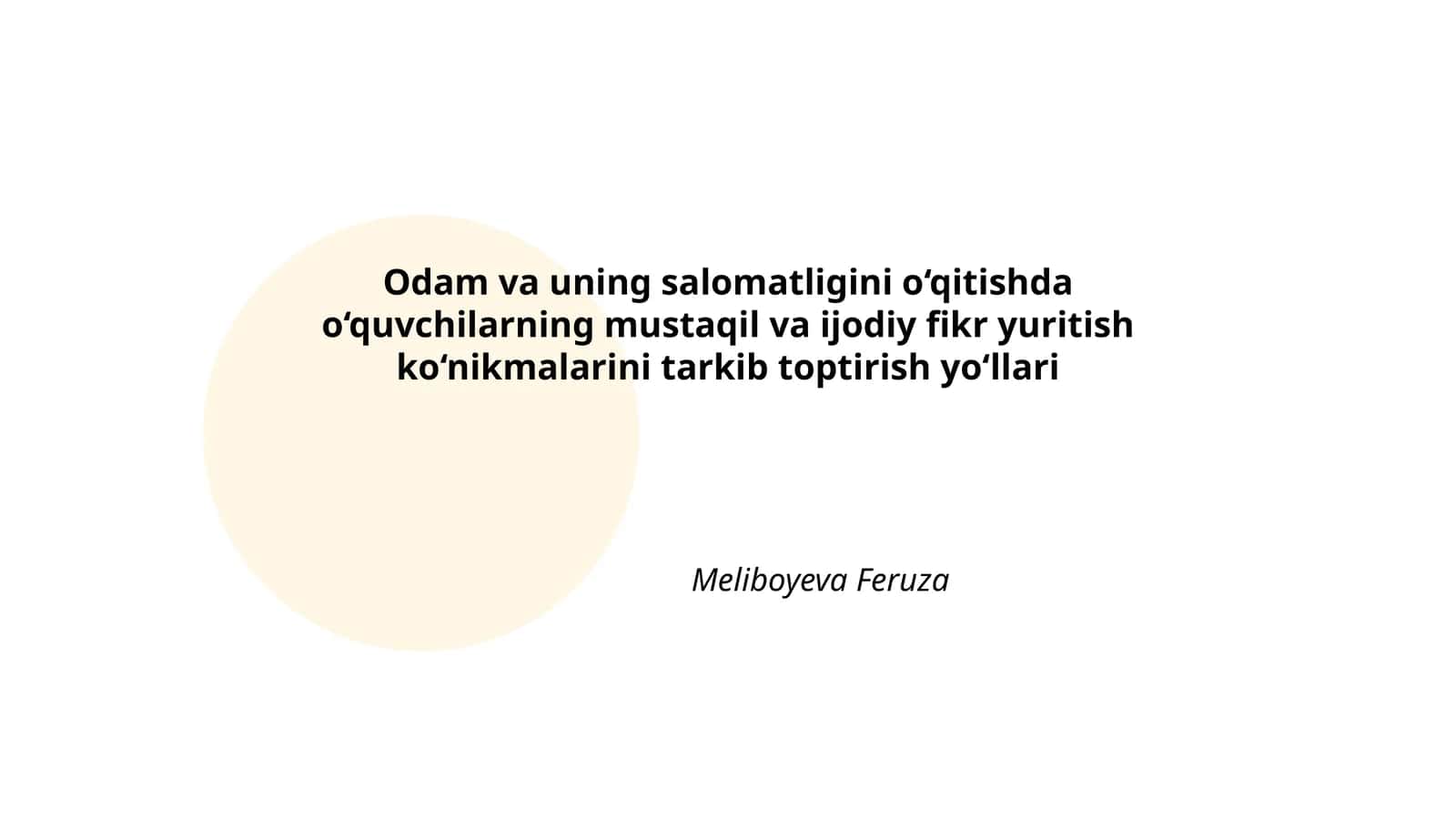 Loyihaviy ta'lim yordamida o‘quvchilarning mustaqil va ijodiy fikr yuritishini rivojlantirish
