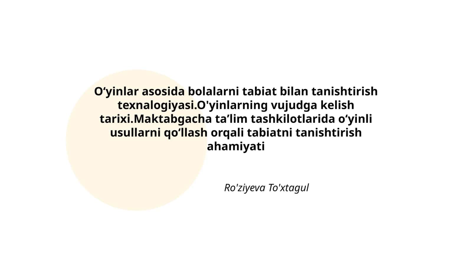 Oʻyinlar asosida bolalarni tabiat bilan tanishtirish texnologiyasi
