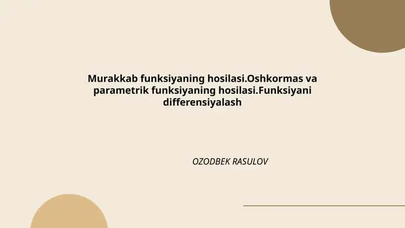 Murakkab funksiyaning hosilasi