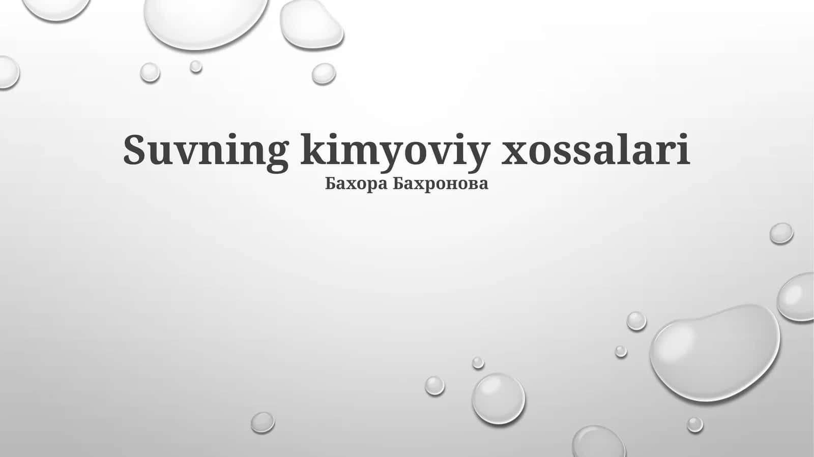 Suvning kimyoviy xossalari