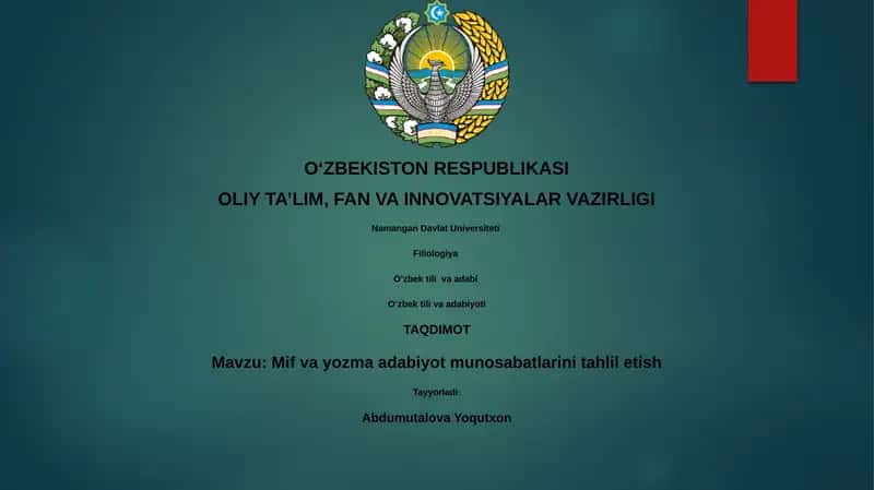 Mif va yozma adabiyot munosabatlarini tahlil etish