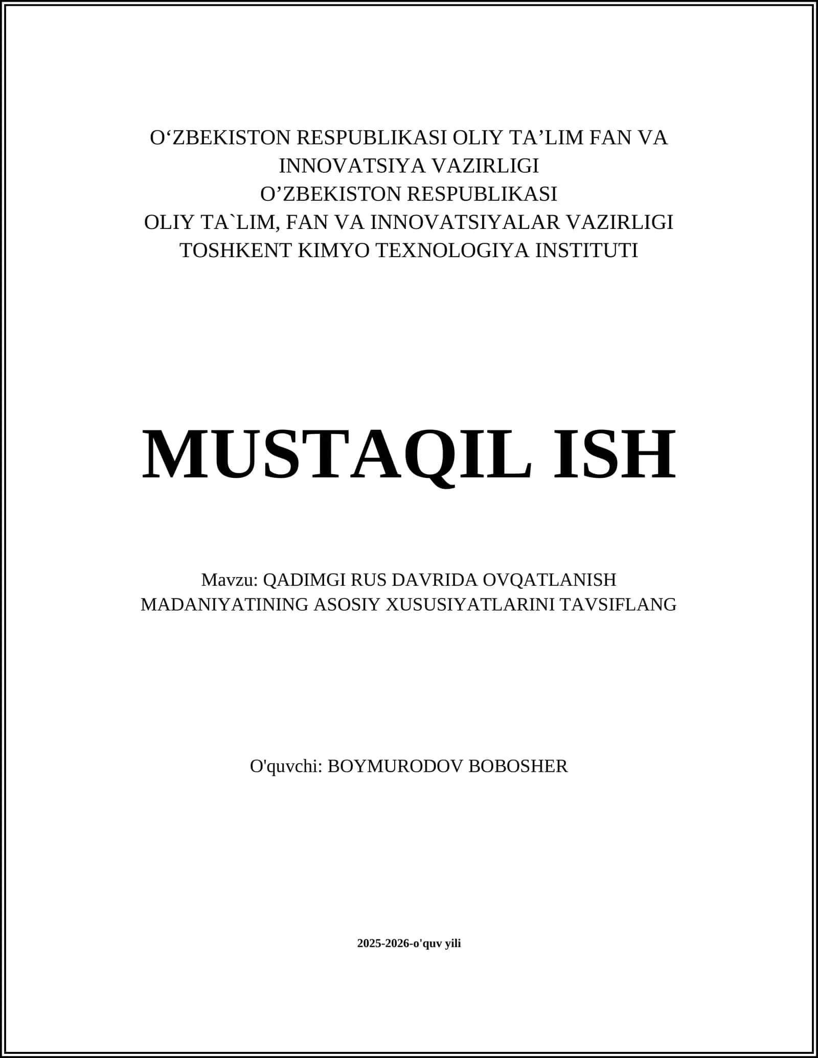 QADIMGI RUS DAVRIDA OVQATLANISH MADANIYATINING ASOSIY XUSUSIYATLARINI TAVSIFLANG