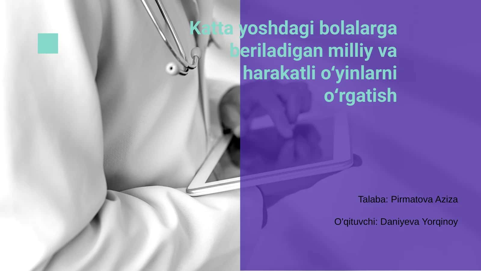 Katta yoshdagi bolalarga beriladigan milliy va harakatli o'yinlarni o'rgatish