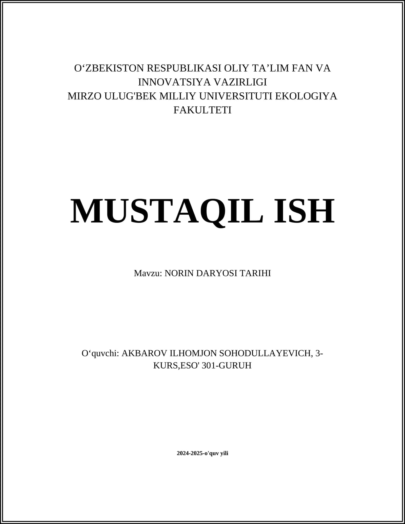 NORIN DARYOSI TARIHI