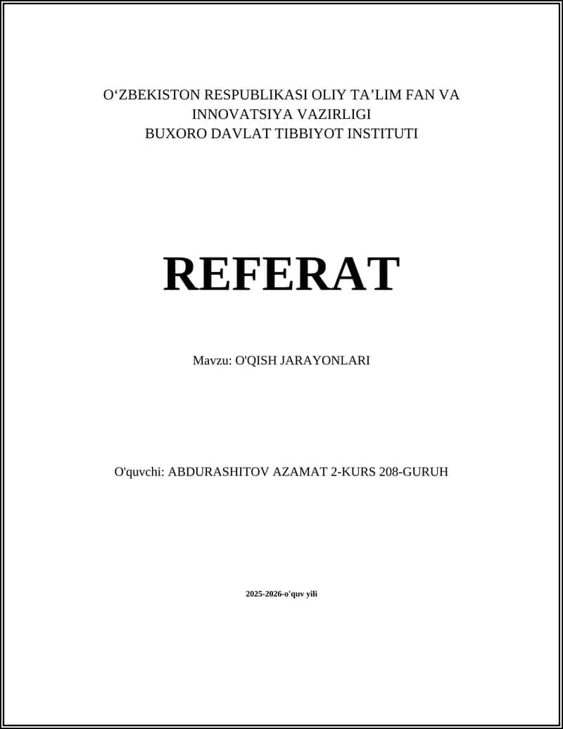 O'QISH JARAYONLARI