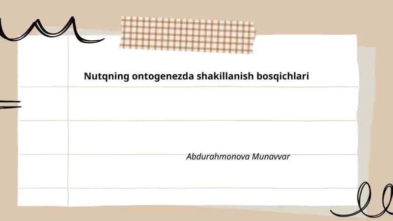 Nutqning ontogenezda shakillanish bosqichlari