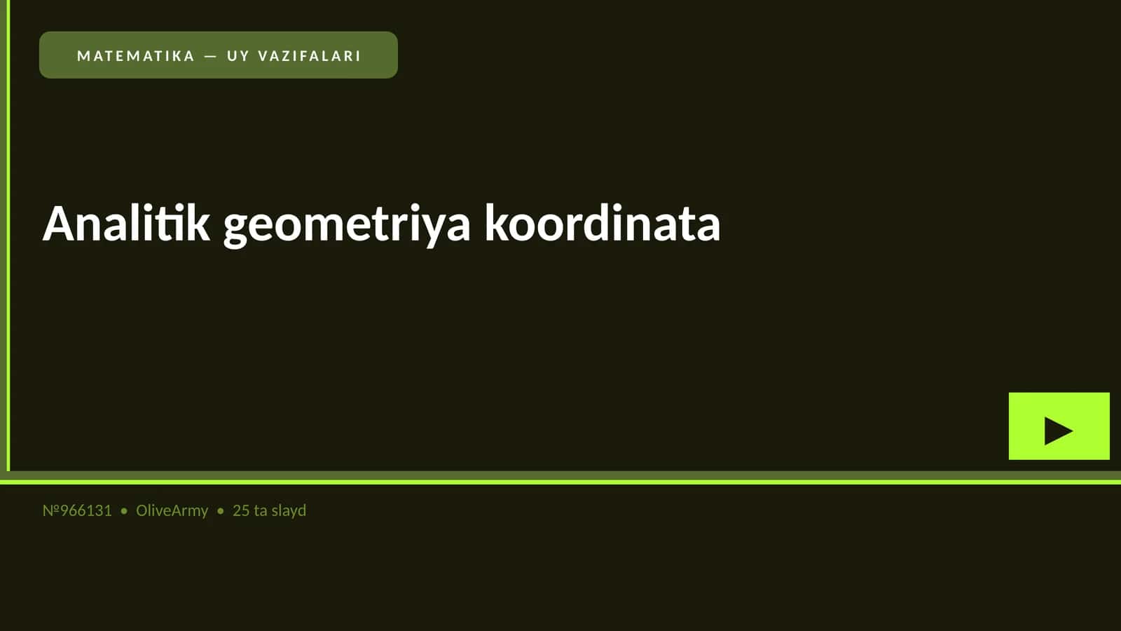 Matematika — Uy Vazifalari
