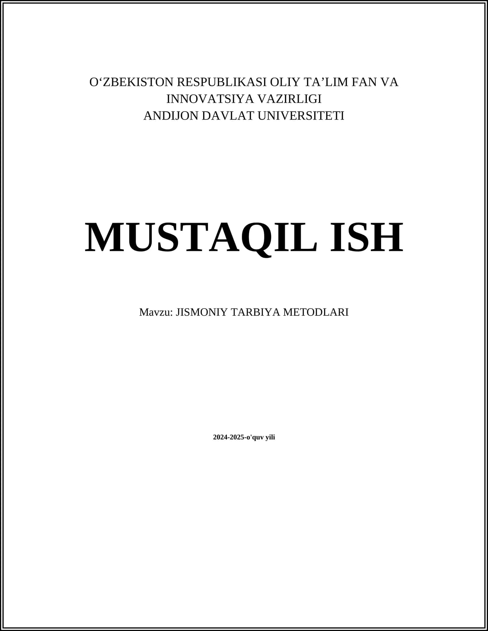 Jismoniy Tarbiya Metodlari